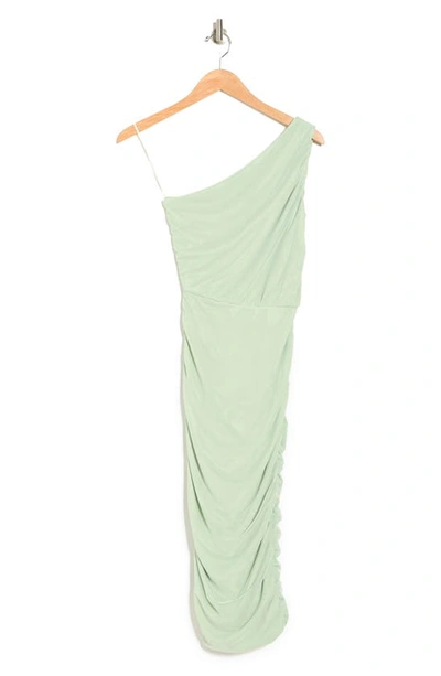 Love By Design One-shoulder Body-con Midi Dress In Sage