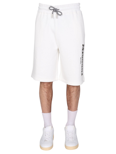 Missoni Zig-zag Logo Cotton Shorts In Camato Zigzag