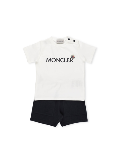 Moncler Babies' Logo-print Stretch-cotton 2-piece Set 6 Months - 3 Years In White Black