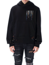 Amiri Black Embroidered Paint Drip Core Logo Hoodie In Black