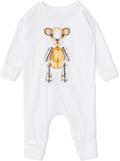 Burberry Babies' Thomas Bear 长袖连体衣 In White