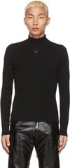 Courrèges Ribbed Knit Roll-neck Jumper In Black
