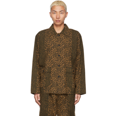 South2 West8 Leopard-print Cotton-flannel Shirt In Brown