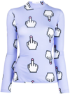 NATASHA ZINKO PIXEL MIDDLE FINGER CUTOUT TOP