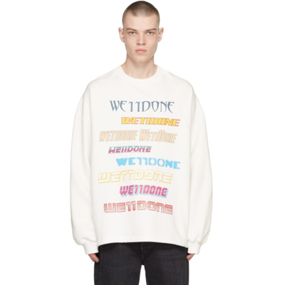 We11 Done Logo Printed Long-sleeved Sweatshirt In White