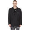 WE11 DONE BLACK OVERSIZED SUIT LOGO BLAZER