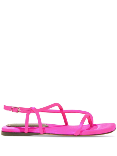 Proenza Schouler Satin-effect Strappy Flat Sandals In Fuxia