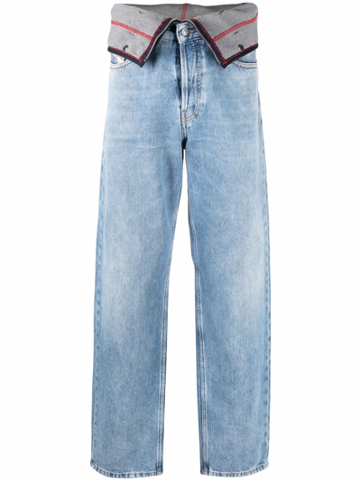 Diesel Layer-detail Tapered Jeans In Blau