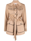 Ferragamo Pocket-detail Belted Jacket In Nude