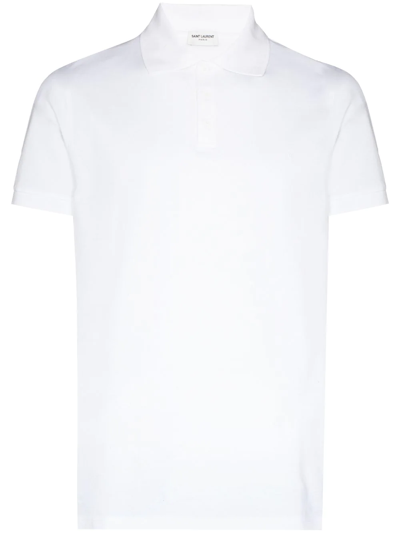Saint Laurent Cotton Polo Shirt In White