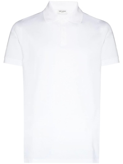 Saint Laurent Monogram Polo Shirt In White