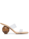 Cult Gaia Nhu Dual-band Sphere Sandals In Braun