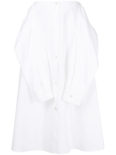 Mm6 Maison Margiela Button-up Sleeve-tie Skirt In Weiss