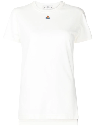 Vivienne Westwood Orb-embroidered Organic Cotton T-shirt In Off White