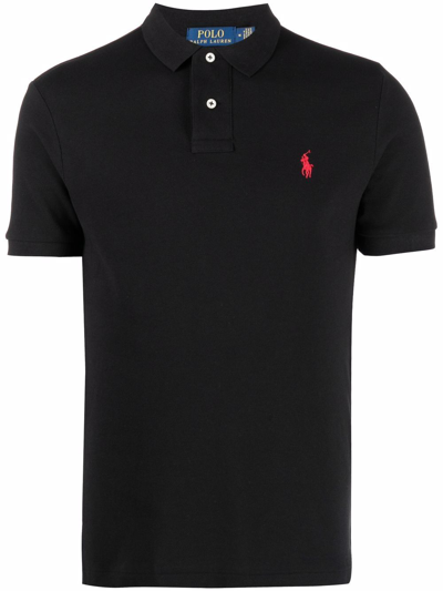 Polo Ralph Lauren Embroidered-logo Polo Shirt In Black
