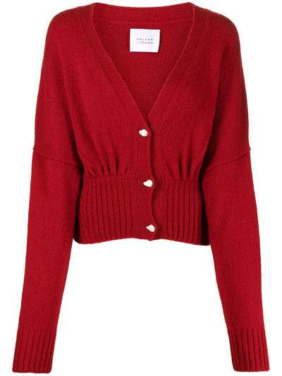 Galvan Ribbed-hem Cardigan In Red