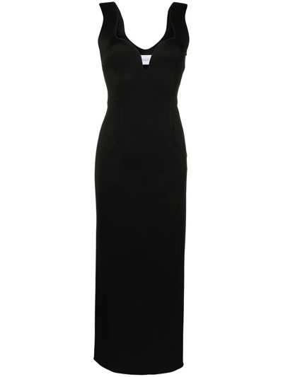 Galvan Slit-detail Sleeveless Midi Dress In Black