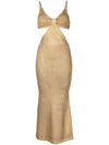Cult Gaia Serita Open-panel Cotton-blend Knitted Midi Dress In Gold