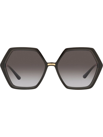 Dolce & Gabbana Hexagon Acetate Sunglasses In Grey Gradient