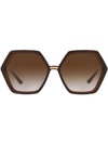 Dolce & Gabbana Hexagon-frame Sunglasses In Braun