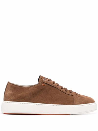 Santoni Low-top Sneakers 21571 Suede In Brown