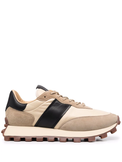 Tod's Allacciata Canvas And Suede Trainers In Beige
