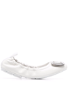 Hogan H511 Flat Ballerina In Patent Leather In Weiss
