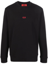 424 Logo-embroidered Cotton Sweatshirt In Schwarz