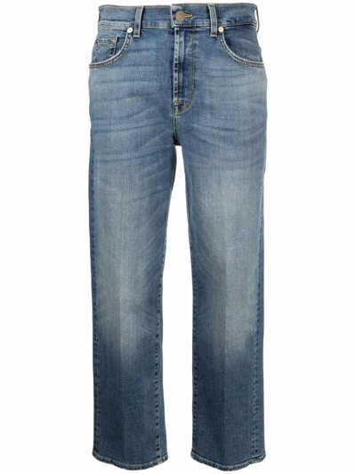 7 For All Mankind Cropped Leg Jeans In Blau