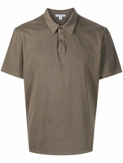 James Perse Short-sleeve Cotton Polo Top In Grün