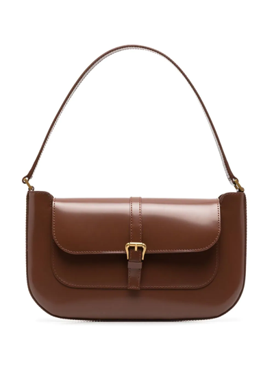 By Far Flap Detail Shoulder Bag In Braun