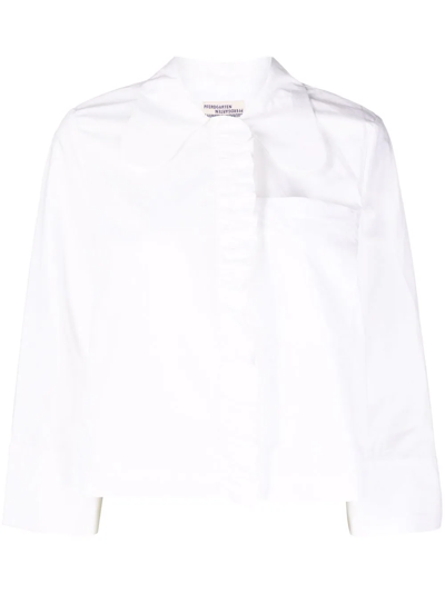 Baum Und Pferdgarten Ruffle-trim Organic Cotton Shirt In White