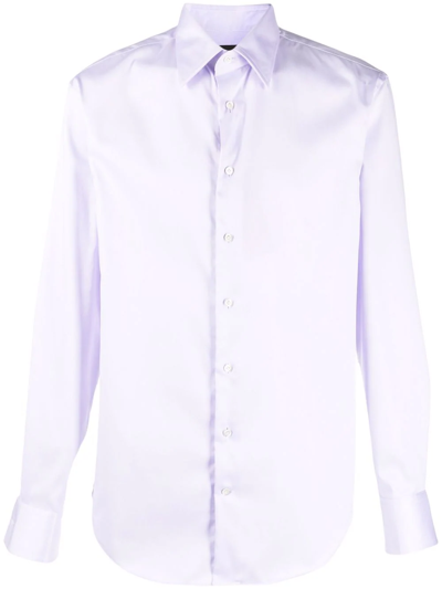 Emporio Armani Button-down Fitted Shirt In Rosa