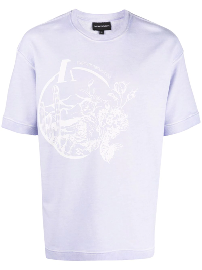 Emporio Armani Logo Crew-neck T-shirt In Rosa