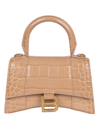 Balenciaga Xs Hourglass Croc-embossed Leather Top Handle Bag In Pink
