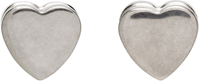 Balenciaga Logo-engraved Heart Earrings In Silver