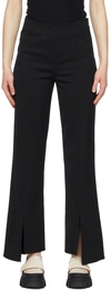 Ganni Split-cuff Wool Blend Twill Pants In 099 Black