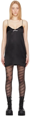Vetements Logo-print Spaghetti-strap Dress In Black