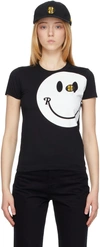 Raf Simons Black Smiley Edition Graphic T-shirt In 0099 Black