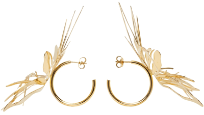 Y/project Gold Orchid Hoop Earrings