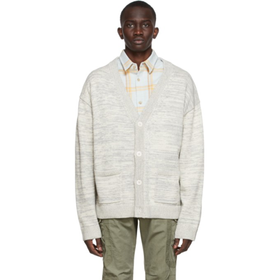 John Elliott Grey Glitch Cardigan In Ivory X Ash