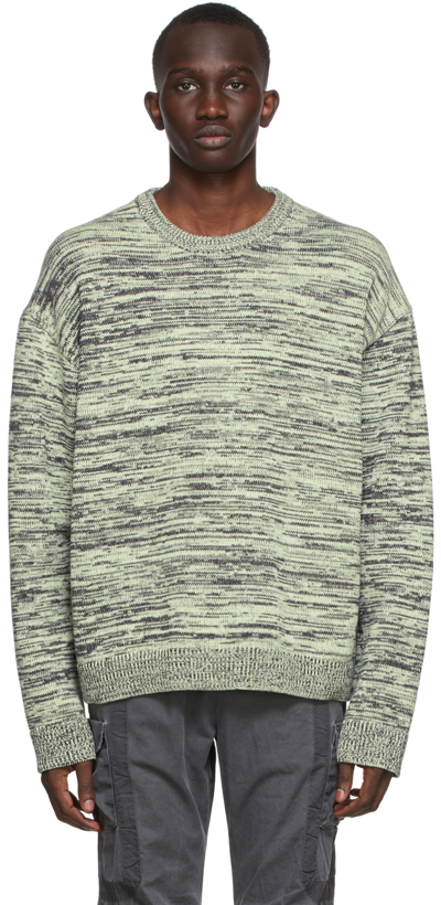 John Elliott Black & Green Glitch Sweater In Dk Charcoal X Lime | ModeSens