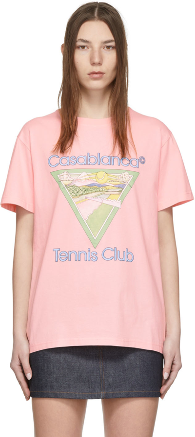Casablanca Tennis Club Graphic-print T-shirt In Pink | ModeSens