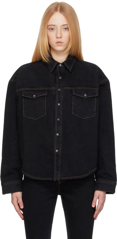 Wardrobe.nyc Oversized Denim Button Jacket In Schwarz