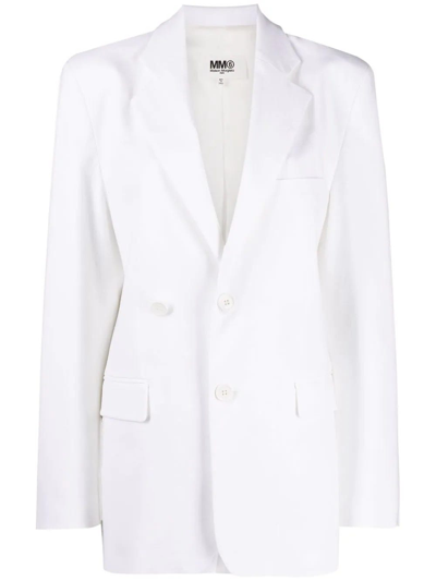 Mm6 Maison Margiela Cotton Single-breasted Blazer Jacket In White