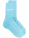 Jacquemus Les Chaussettes Turquoise Stretch-cotton Socks In Blu