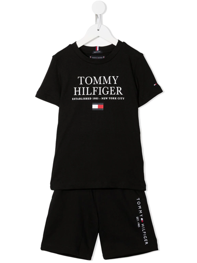 Tommy Hilfiger Junior Kids' Logo-print Short Set In Black