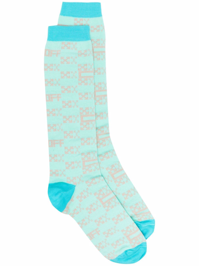 Off-white Arrows Motif Mid-calf Socks In Green