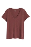 Madewell Whisper Cotton V-neck T-shirt In Dusty Burgundy