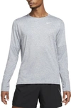 Nike Element Dri-fit Long Sleeve Running T-shirt In Smoke Grey/ Grey Fog